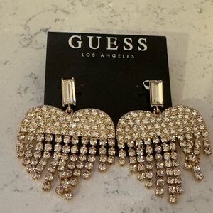 Guess Gold Crystal Fringe Earrings